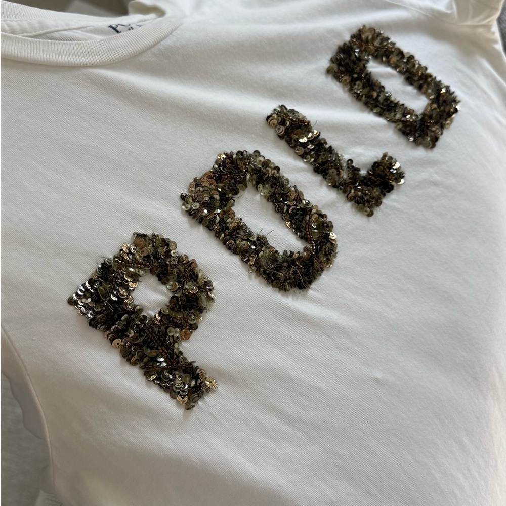 Polo by Ralph Lauren White Tee with Gold Sequin POLO